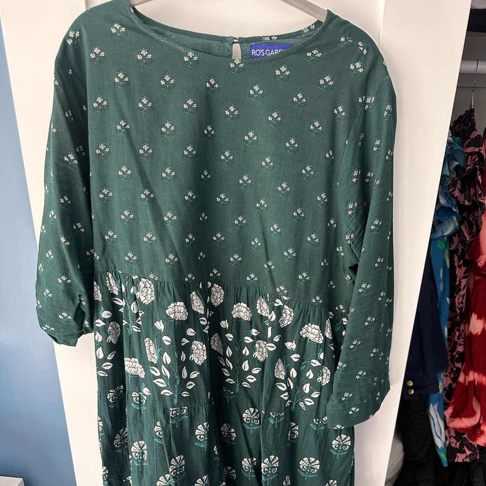 Ros & Gal Green Floral Long Sleeve Dress